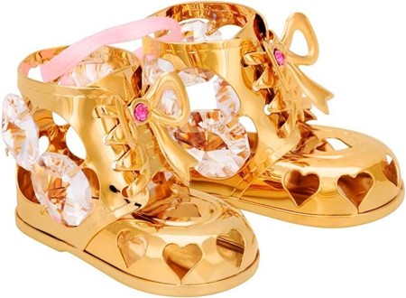 IDEER TIL BRYLLUPSGAVER. Guldbelagt pigesko med Swarovski krystaller