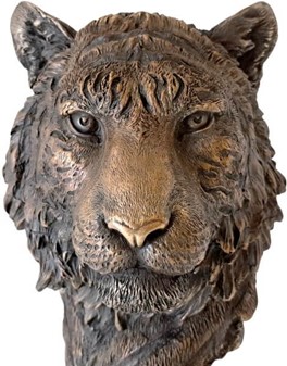 Bronze buste af tiger. Eksklusiv stuepynt og kontordekoration