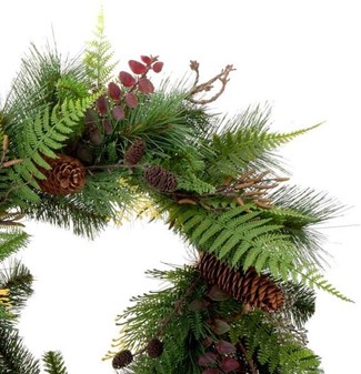 Kunstig julekrans til døren. Flere typer nåletræskviste, Ø 60 cm