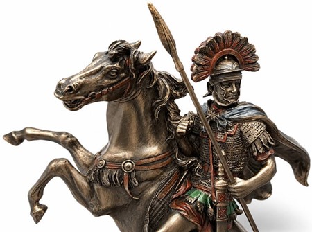 GAVE HAM. Imporedende bronze skulptur af Romerske centurion på hest