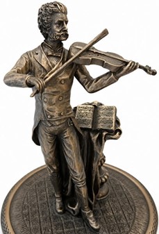 Tidsrejse til Wien. Elegant Johann Strauss Bronzefigur med Spilledåse