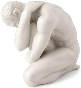 ATLET. Nøgen Mand Porcelæn Figur, der Forener Styrke og Skønhed