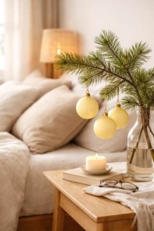 Spektakulær polske glas julekugler i mat vaniljefarve, Ø 8 cm, 6 stk