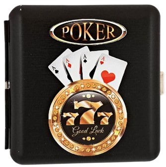 Sort metal cigaret etui til en pokerspiller. Til 20 stk cigaretter