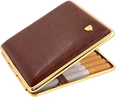 Klassisk Cigaretetui i Brunt Kunstlæder. Den Perfekte Gave til Ham