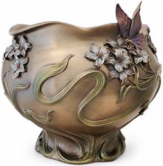 ART NOUVEAU VASE. Unik Veronese vase med blomster og sommerfugl