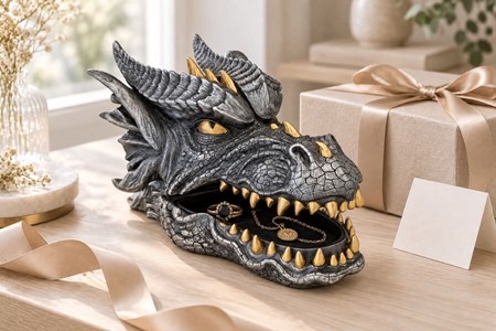 Herre Smykkeskrin. Drage – Unik Fantasy Figur og Gave til Ham