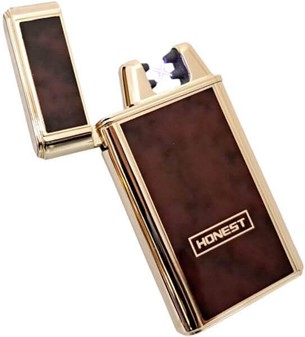 Luksuriøs USB Cigaret Lighter. Dobbelt Elektrisk Lysbue, Mahogni Farve