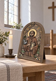 Sankt Frans af Assisi ikon. Unik Indretning og Tidløs Inspiration