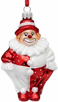 Flot julekugler figur. Stor polsk glas figur af sjov klovn. 12,4 cm