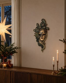 BRYLLUPSGAVER IDEER. Flot Vægdekoration, Venetiansk Maske med Påfug