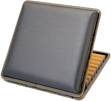 Elegant cigaretetui i grå satin - Perfekt og billig gave til mænd