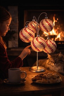 Hvide julekugler glas i hvid emalje farve med rød og hvid dekoration
