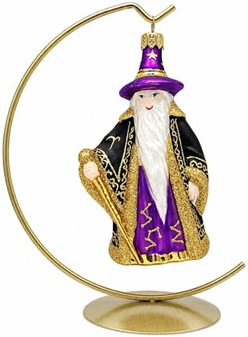 Julekugler figurer. Flot stor polsk glasfigur af troldmand. H 13 cm