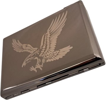 Grafitfarvet metal cigare tetui med lighter. Til 20 stk cigaretter
