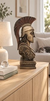 GAVE TIL BEDSTE VEN. Bronze buste af spartansk kriger i korinth hjelm