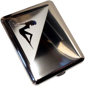 ETUI TIL LANGE CIGARETTER. Metal cigaretetui med kvinde figuren