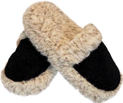 JULEGAVER TIL MANDEN. Varme, sort - gråt, uld sutsko herre, 239 kr.