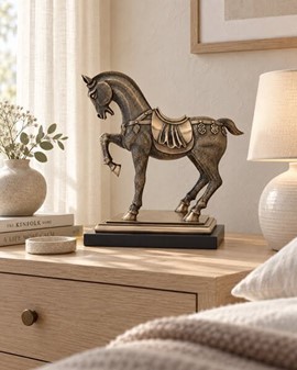 Gave til Rytter. Bronze Hestefigur. Symbol på Styrke, Frihed, Skønhed