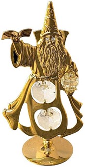 JULEGAVER TIL BEDSTEMOR. Forgyldt troldmandsfigur med krystaller