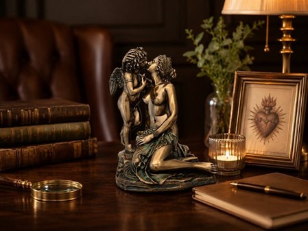 Amor og Psyke Figur. Romantisk bronzeskulptur til tidløse øjeblikke