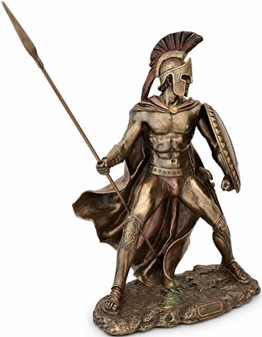 Leonidas Figur. Imponerende Spartanske Konge i Bronze