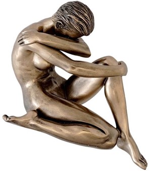 BILLIG KÆRESTE GAVE. Bronze statuette af siddende nøgne kvinde