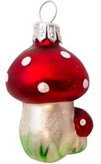 Polsk julepynt. Julekugler figur af dobbelt lille røde fluesvamp. 6 cm