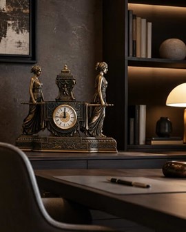 INSPIRATION TIL INDRETNING. Imponerende Art Deco ur i bærestol form