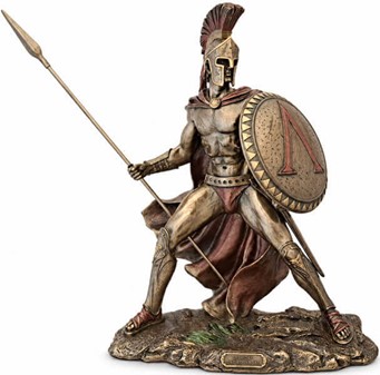 Leonidas Figur. Imponerende Spartanske Konge i Bronze