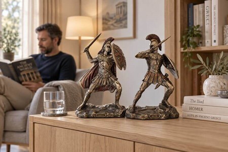 GRÆSKE HELTE. Bronze figur af Hektor den tapreste af trojanske krigere