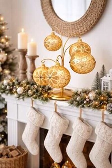 Guldfeber på Juletræet! 6 Matte Julekugler med Glimmer-Wow! Ø 8 cm