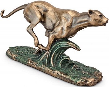 Bronze figur af gepard på flugt. Fænomenal pynt til hjemmet og kontor