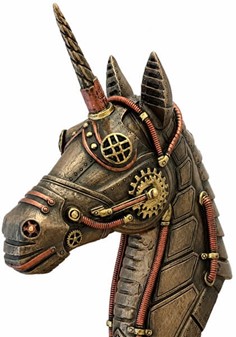JULEGAVER ONLINE. Spektakulær figur af Steampunk hoved af enhjørning