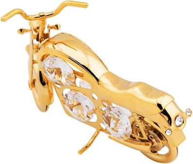 SMÅ GAVER TIL HAM. Guldbelagt motorcykel med Swarovski krystaller