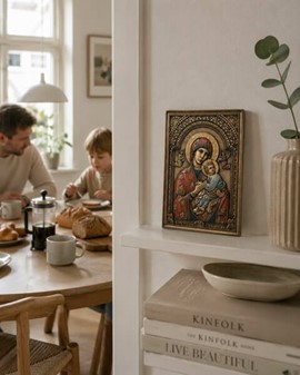 Vor Frue af den Evige Hjælp. Ikon i bronze med tredimensionel dybde
