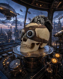 Steampunk kranie figur. Unik dekoration og smuk gave til ham