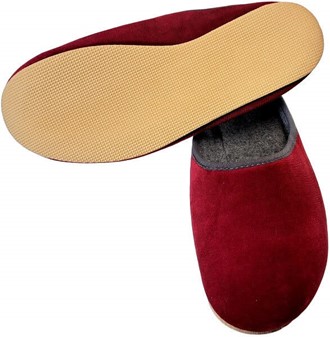 BILLIGE HERRE SUTSKO. Mørkerød filt-velour hjemmesko. Kun139 kr