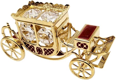 GAVER TIL HENDE. Lille forgyld kongelig karet med Swarovski krystaller