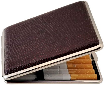 UNIK JULEGAVE TIL HAM. Læder cigaretetui i kirsebærfarve til mænd