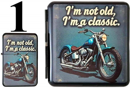Chopper Ikon Sæt: Cigaret Etui og Benzin Lighter - Perfekt Gave