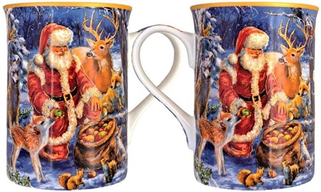 JULEKRUS. 4 Porcelæn Krus med Julemanden til Din Jul