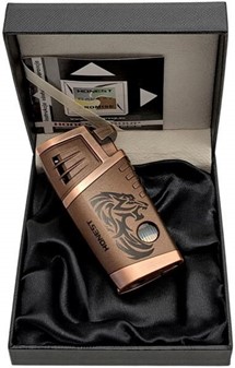 Cigar Lighter. Kobber stormlighter med dobbelt Jet flamme og punch