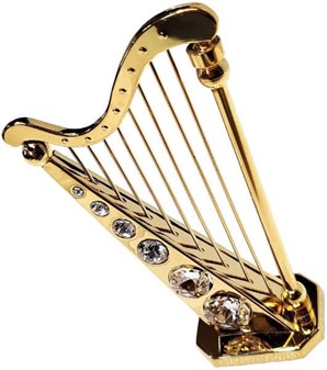 BILLIGE FØDSELSDAGSGAVE IDEER. Forgyldt harpe med Swarovski krystaller