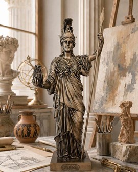 Imponerende Athene Gudinde Figur. Græsk Myndighed til Kontor og Hjem
