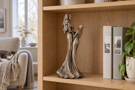 BRYLLUPSFIGUR. Smuk bryllupsgave, bronzefigur Bruden med brudepige