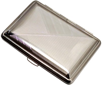 GAVEIDE TIL HAM. Stilfuldt, tysk metal cigaretetui Vom Hofe manufaktur