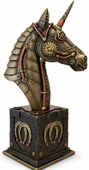 JULEGAVER ONLINE. Spektakulær figur af Steampunk hoved af enhjørning