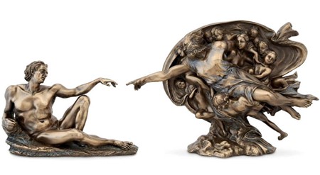 Skabelsen af Adam. Klassisk Bronzeskulptur, der ånder liv i dit hjem
