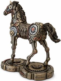 Enestående Steampunk Hest: Unik Bronze Kunst – Drømmenes Mekanik!